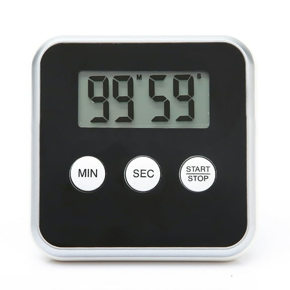 Clock Electronic Timer Time Monitoring 8*8*2Cm Abs Above 80Db Accurate Black Lcd Display Brand New High Quality
