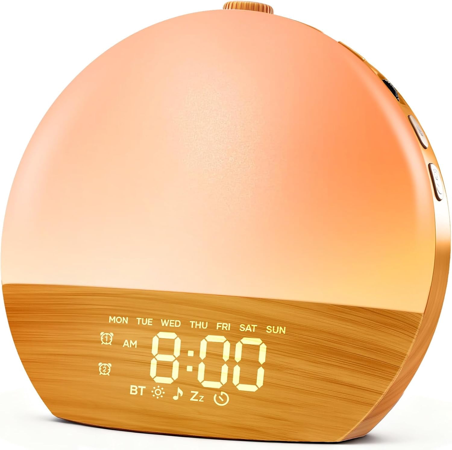Clock Fabric Dimmable Night Light for Heavy Sleepers, Sunrise Wake Up Light, White Noise Machine for Baby, Dual Alarm Function 30 Sleep Sounds, with 17 Light Effects