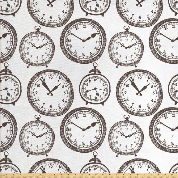 Ambesonne Vintage Fabric by the Yard Upholstery, Pocket Wath with Number, 2 Yards, Brown