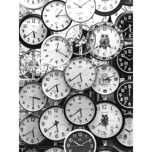 Clock Faces Time Black White Photo Extra Large XL Wall Art Poster Print