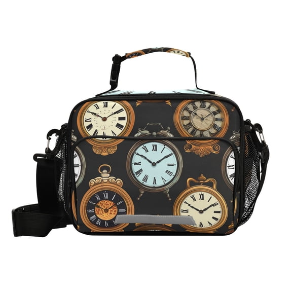 Clock Hand Painted Insulated Lunch Bag Portable Cooler Bag Mommy Bag Large Capacity 6L