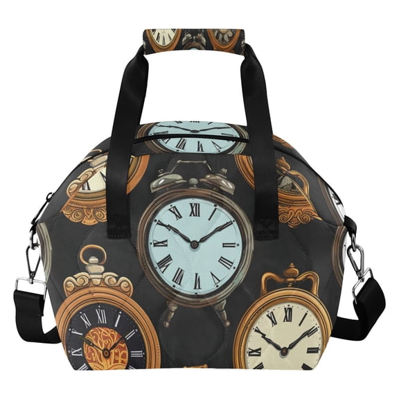 Clock Hand Painted Insulated Lunch Bag Reusable Quilted Lunch Box Waterproof Leakproof Lunch Container