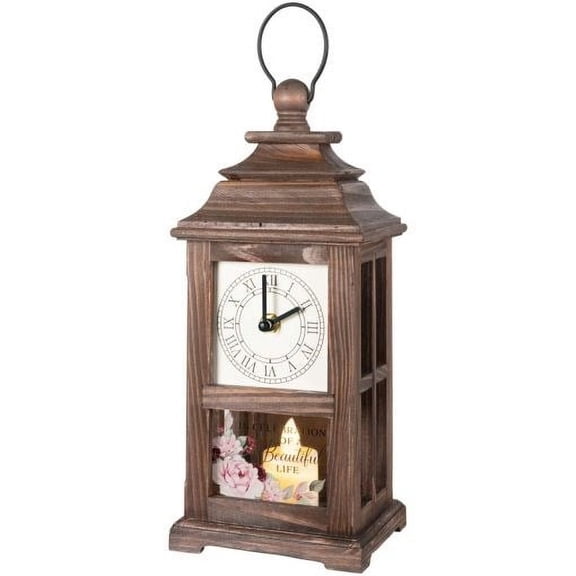 Carson Home Accents 397546 Clock Lantern with Flameless LED Candle - In Celebration - 5 x 13 x 5 in. - Pack of 2