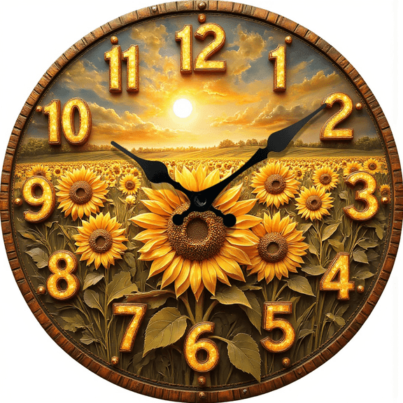Clock for Living Room, Sunflowers Fields Under The Sunshine Wall Clock, Contemporary Home Decor Easy to Read Wall Clock for Living Room, Bedroom, Bathroom and Kitchen, 10 Inch
