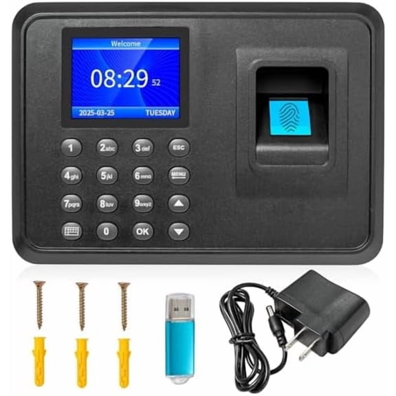 Clock in Machine for Employees,Fingerprint Time Clock with Multilingual Support for Small Business,Automatic Clock in and Out Attendance Machine$$Office