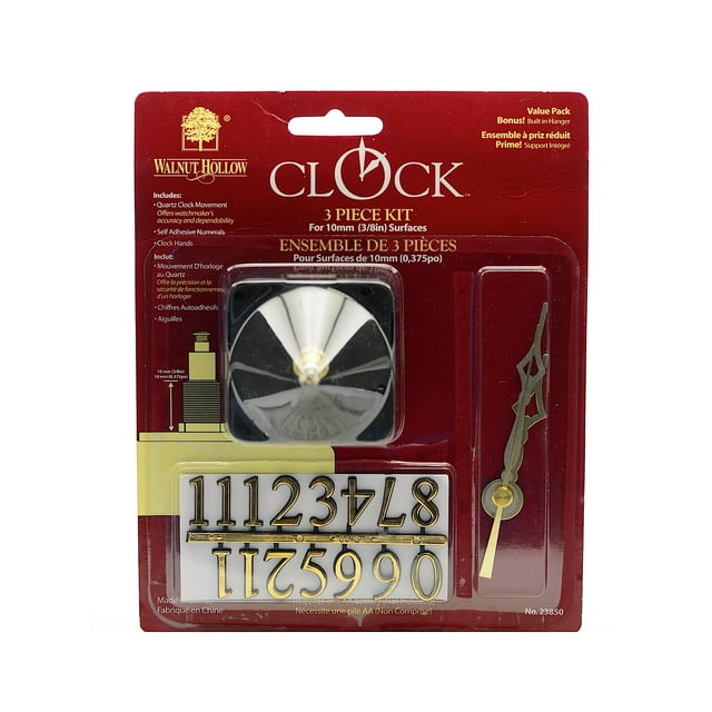 Clock Making Supplies 3 Piece Clock Kit for 3/8 in. Surface (pack of 2)
