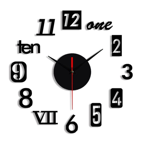 Clock Mirror Wall Sticker, Frameless Diy Decor, Self-adhesive Eva Foam Digits, Stainless Steel Face, Modern Home Office Art, Topliu