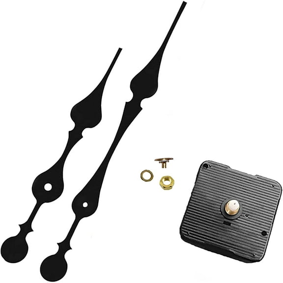 Clock Motor kit and Curvy Long 9" Hands with Hanger, Quartz Clock Movement Kit for Replacement and DIY (1/4" Thread Shaft)