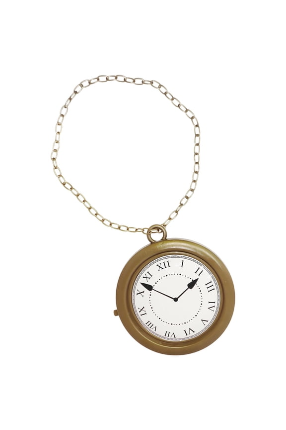 Clock Necklace Gold Clock Necklace for White Themed Costume Prop, Big Pocket Watch Costume for Tea Party, Rapper Dress Up Christmas Gifts for Grandkids