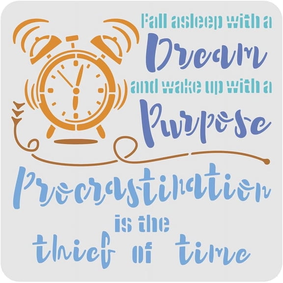 Clock Painting Stencil Template 11.8x11.8 inch Plastic Dream & Purpose Stencils Square Reusable Stencils for Painting on Wood Floor Wall and Fabric
