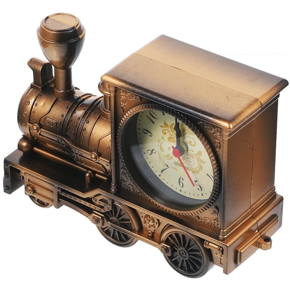 Clispeed Funny Railway Engine Clock Coffee Lightweight Desktop Ornament for Home