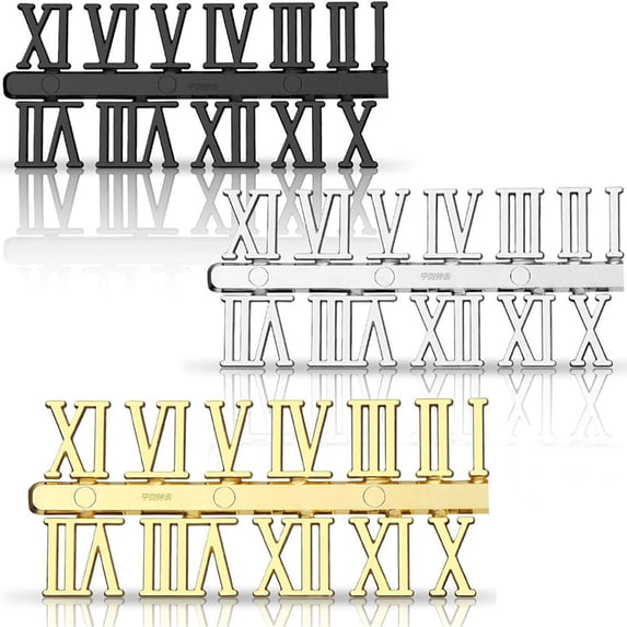 Clock Replacement Accessories Kits Gold Silver Black Arabic or Roman Metal Numerals Set for Wall Clock Watch Repairing
