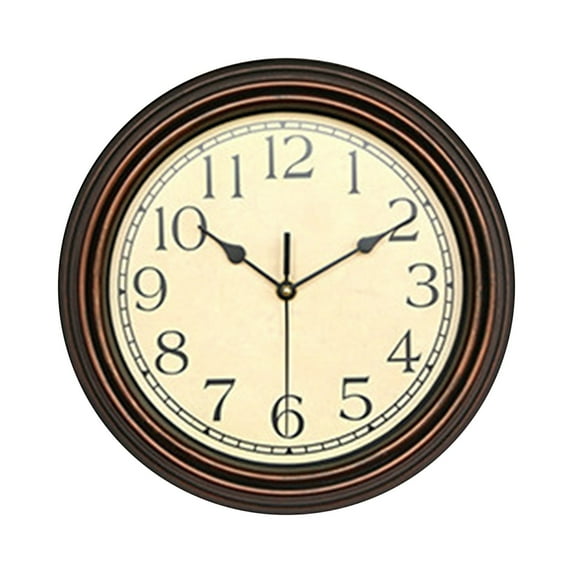 Clock Retro Silent Non Ticking Round Classic Clock Quartz Decorative Battery Operated Wall Clock For Living Room Kitchen Home Office 12 Inch
