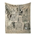 thumbnail image 1 of Clock Soft Flannel Fleece Blanket, Antique Accessories Design Old Fashion Magazine Sewing and Writing Tools Print, Cozy Plush for Indoor and Outdoor Use, 50" x 60", Beige and Black, by Ambesonne, 1 of 5