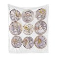thumbnail image 1 of Clock Soft Flannel Fleece Throw Blanket, Repair of Watches Theme Design Technical Theme Clockwork Retro Theme Horizontal, Cozy Plush for Indoor and Outdoor Use, 50" x 60", Grey Yellow, by Ambesonne, 1 of 5