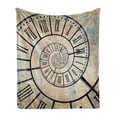 thumbnail image 1 of Clock Soft Flannel Fleece Throw Blanket, Roman Digit Time Spiral on the Vintage Textured Background Design Passing of Time Print, Cozy Plush for Indoor and Outdoor Use, 50" x 70", Sepia, by Ambesonne, 1 of 5