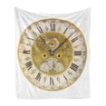 thumbnail image 1 of Clock Soft Flannel Fleece Throw Blanket, Vintage Theme a Seventeenth Century Ornamental Clock Face with Roman Numbers, Cozy Plush for Indoor and Outdoor Use, 50" x 60", Yellow and Black, by Ambesonne, 1 of 5