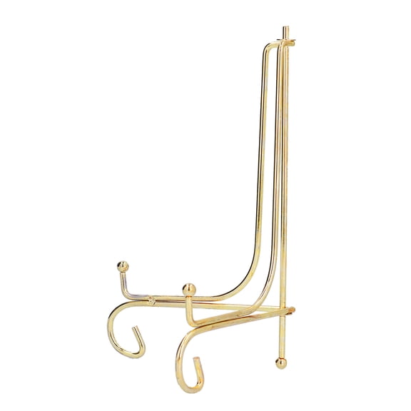 Clock Stand Metal Round Porcelain Plate Bracket Display Stand for Home Office (Gold)