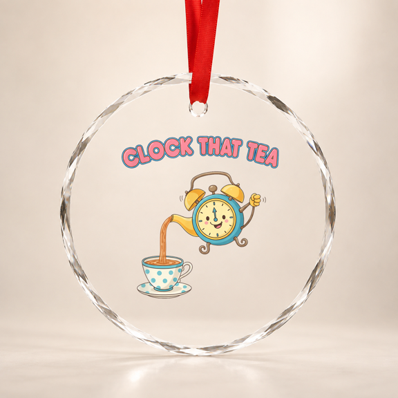 Clock That Tea Playful Clock It Meme Design Glass Ornament