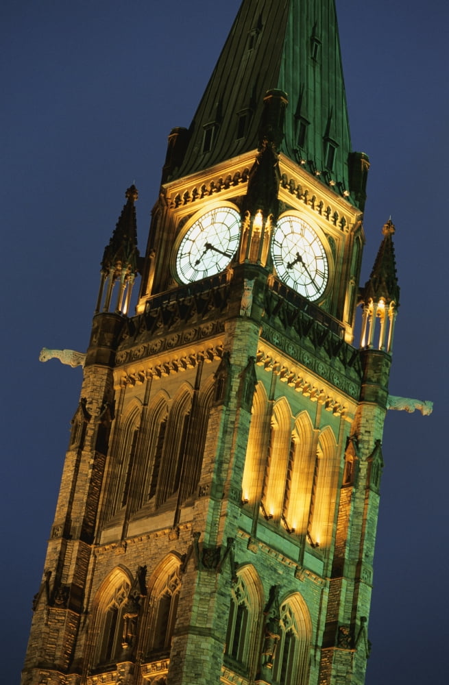 Clock Tower Of Canadian Parliament Buildings Canvas Art - Bilderbuch Design Pics (11 x 18)