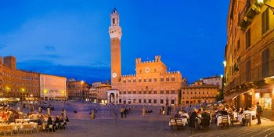 Clock Tower Torre Del Mangia Tuscany Italy Canvas Art - Panoramic Images (24 x 12)