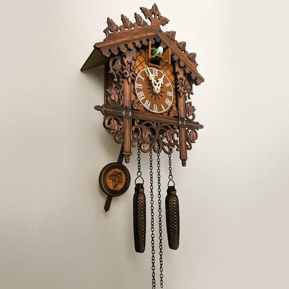 Clock Traditional Chalet Forest House Clock Handcrafted Wooden Wall P-endulum Quartz Clock