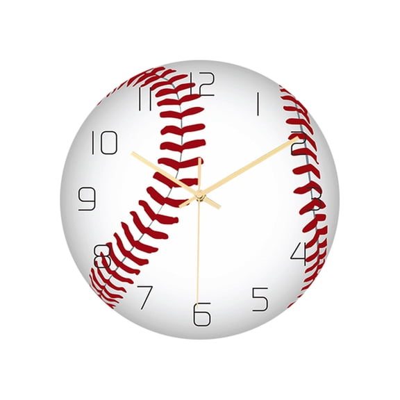 Clock Wall Decor | 12 Inch Silent Wall Clock Non Ticking | Battery Operated Wall Clock for Sports Fans, Man Cave | Baseball Themed Decorative Wall Clock