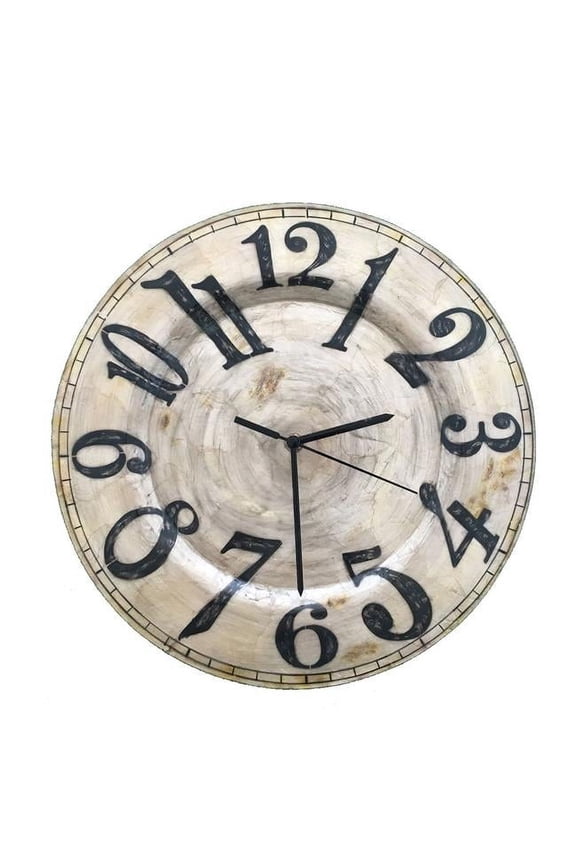 Clock Wall Decor Pearl with Black Numbers
