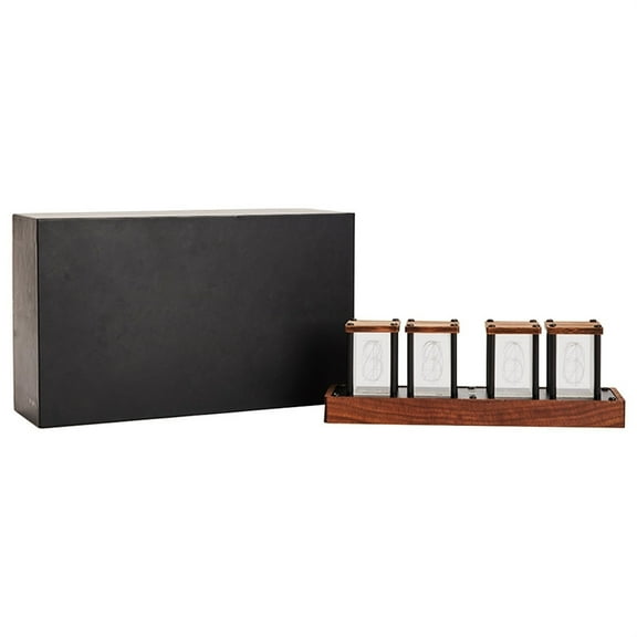 Clock Walnut Wood Base Electronic Digital Alarm Lamp Clock Timer Gift Style Table Nixie Tube Clock RGB Glow Tube