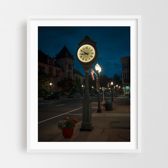 Clock, Westerly - Westerly Rhode Island Photography White Framed Wall Art Print 30 x 40 inches