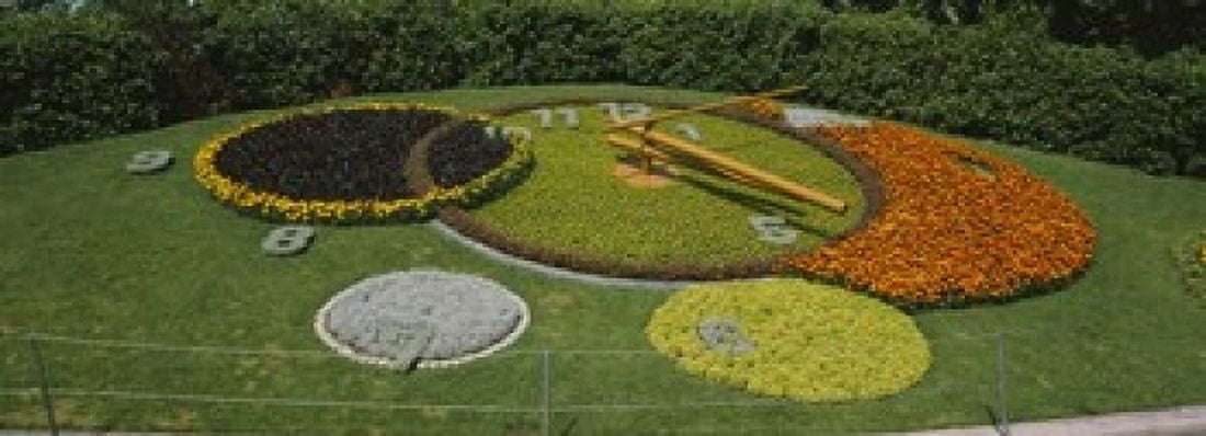 Clock in a park Geneva Switzerland Canvas Art - Panoramic Images (18 x 7)
