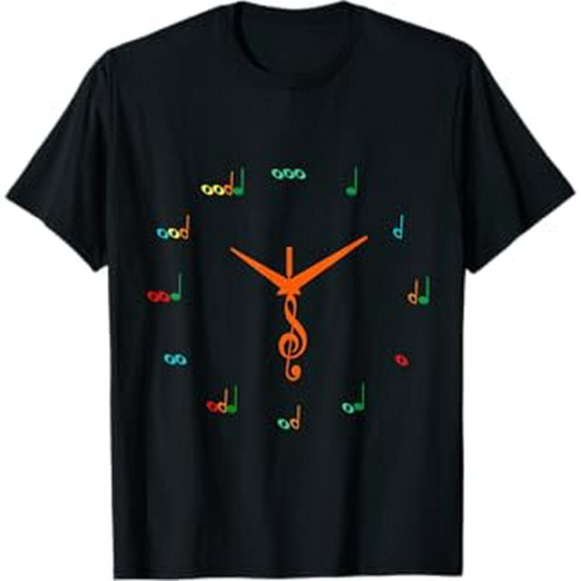 Clock of musical notes, symbols and accidentals Musical TShirt