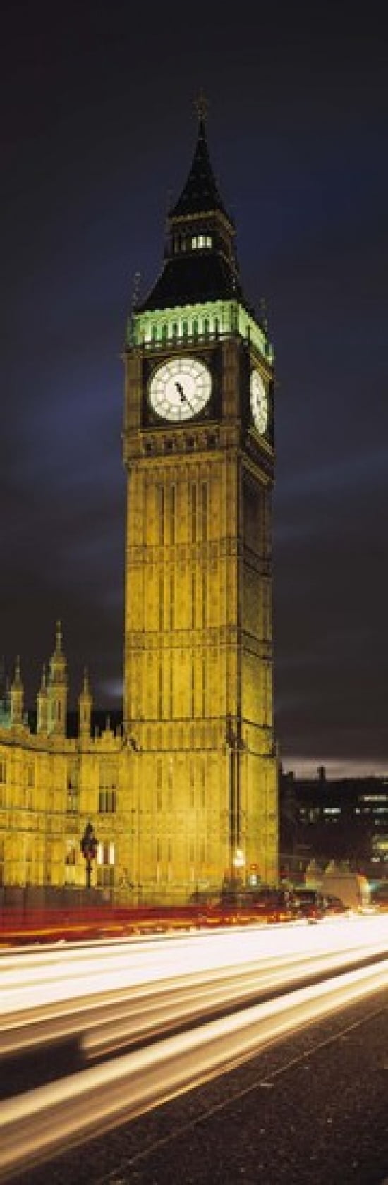 Clock tower lit up at night Big Ben Houses of Parliament Palace of Westminster City Of Westminster London England Canvas Art - Panoramic Images (18 x 6)