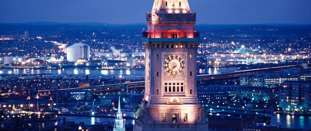 Clock tower of the Custom House Boston Suffolk County Massachusetts USA Canvas Art - Panoramic Images (13 x 30)