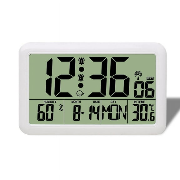 Clock with Indoor Outdoor Temperature Wireless, Sensor,7.5 Inch LCD Display with Backlight,Self-Setting