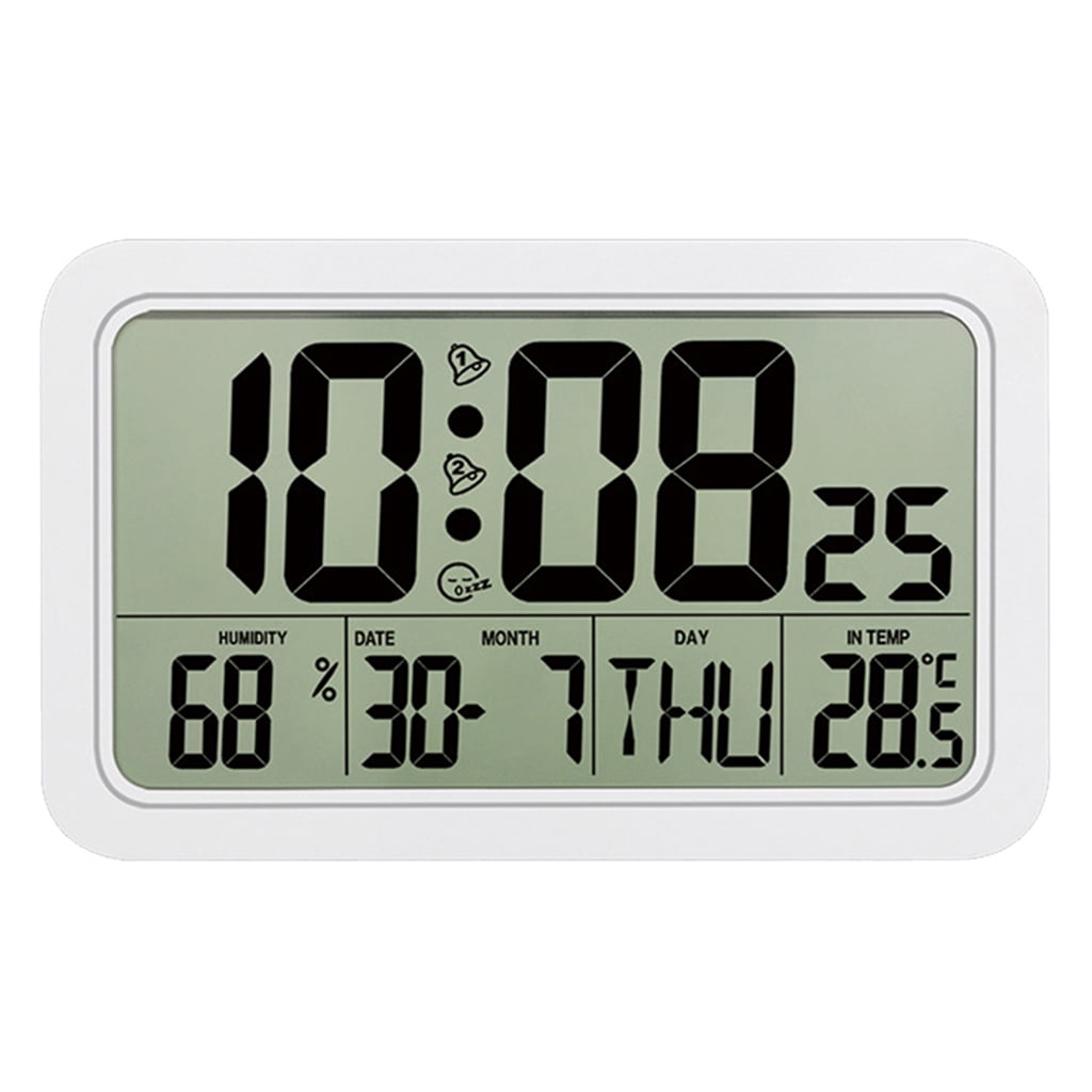 Clock with Indoor Temperature & Humidity Digital Wall Clock Desk Clock ...