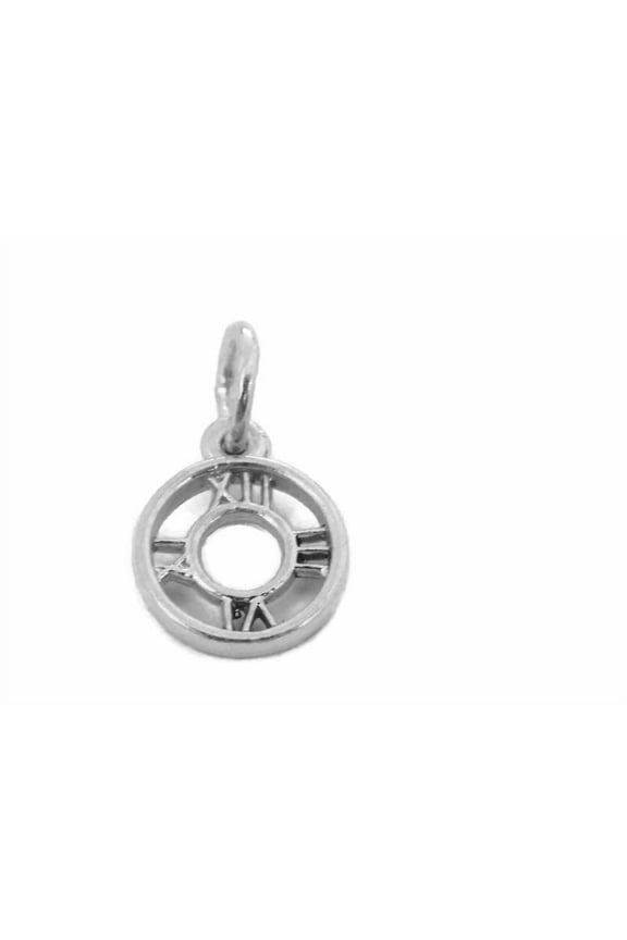 Clock with Roman Numbers Charm Pendant .925 Sterling Silver