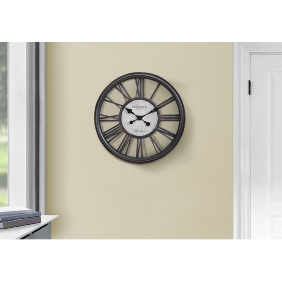 Clocks, 18" Round, Wall Clock, Antique Black, Transitional