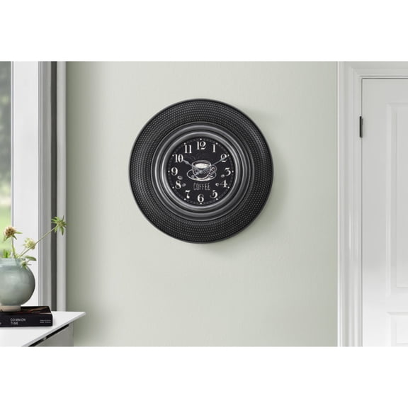 Clocks, 20" Round, Charcoal Grey, Transitional