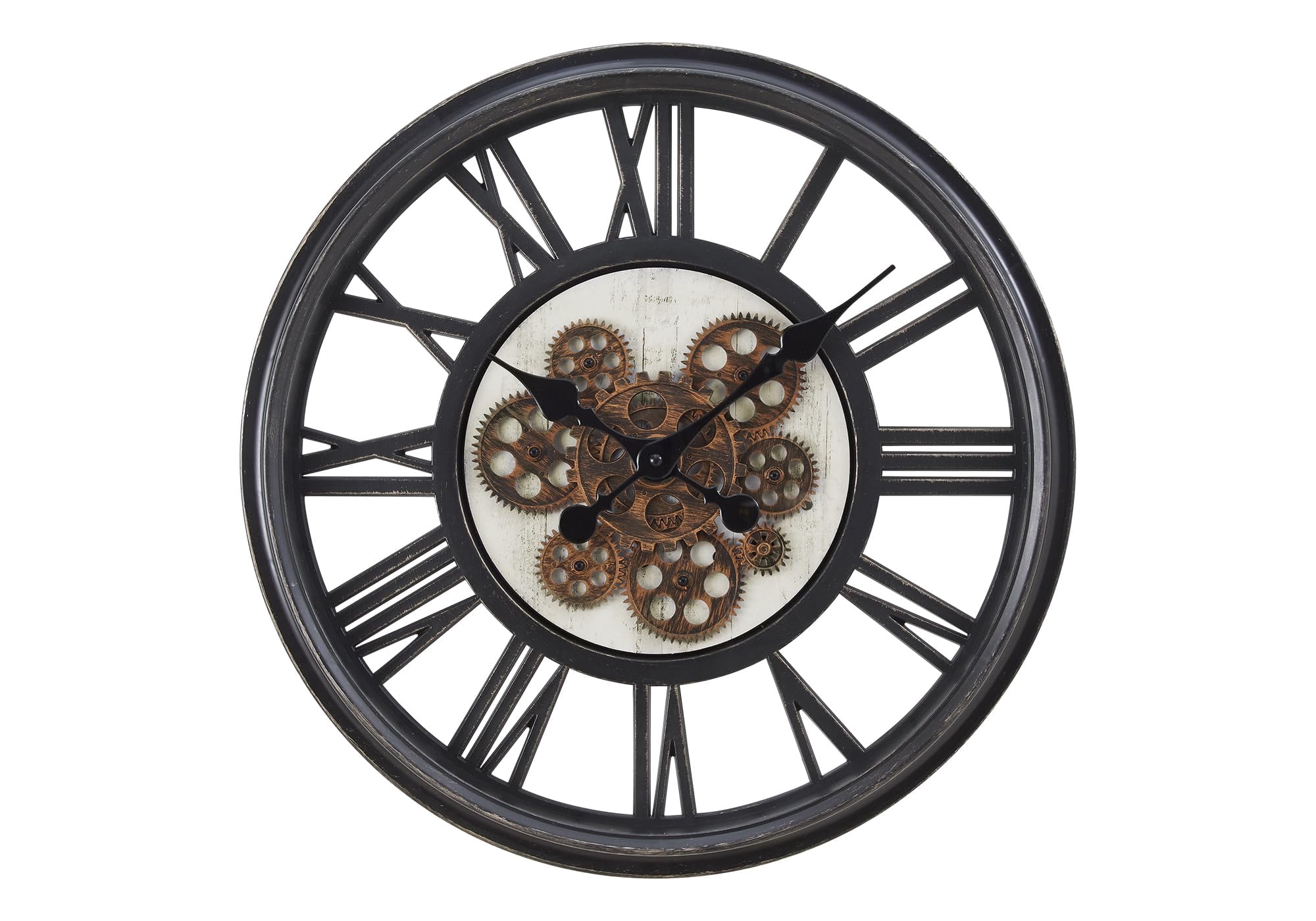 Clocks - 20" Round - Gear Mechanism - Wall Clock - Black - Transitional