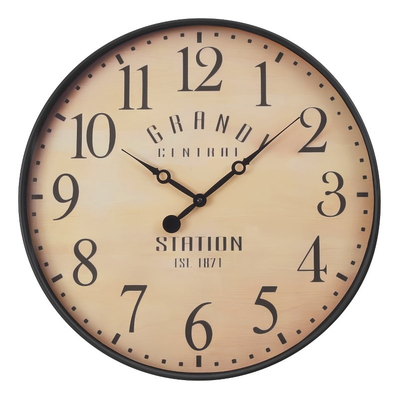 Antique Brown 20" Round Wall Clock with Glass Surface