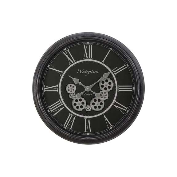 Clocks - 23" Round - Gear Mechanism - Wall Clock - Black - Transitional