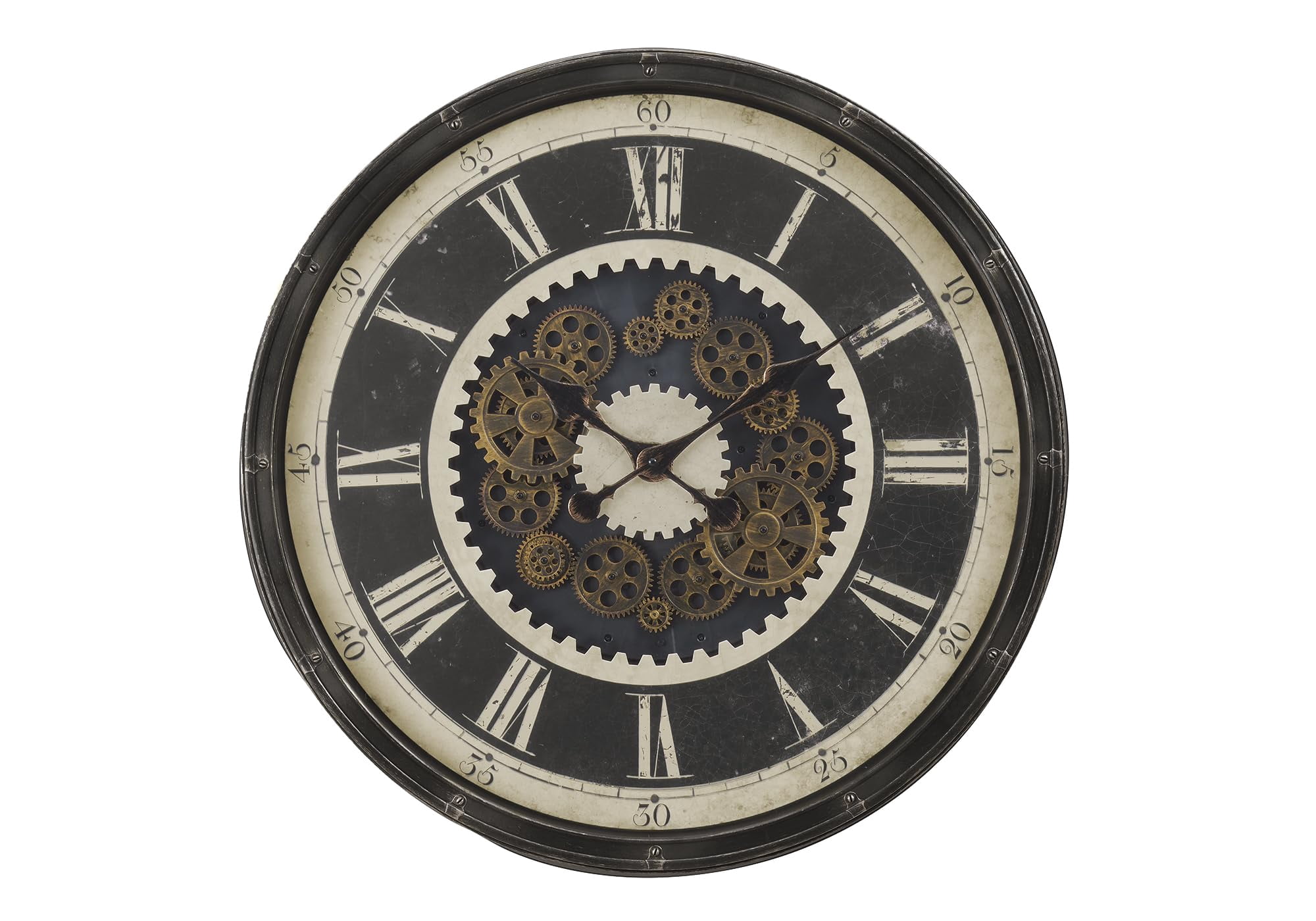 Clocks - 30" Round - Gear Mechanism - Large Oversized - Wall Clock - Brown