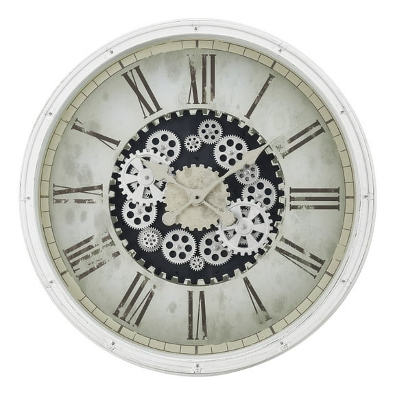 Clocks - 30" Round - Gear Mechanism - Large Oversized - Wall Clock - White