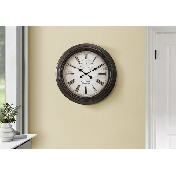 Monarch Specialties I 9040 Clocks, 20" Round, Wall Clock, Brown, Transitional