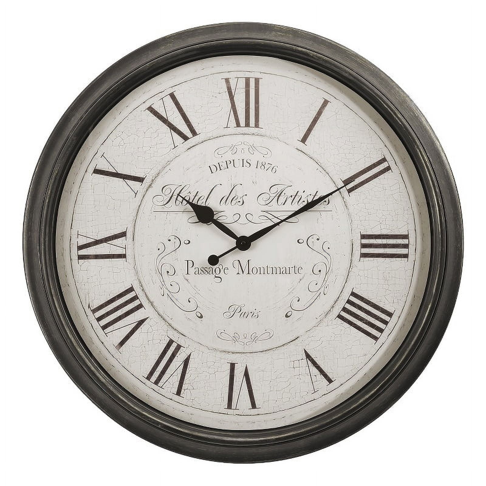 Oversized Antique Brown and White Round Wall Clock
