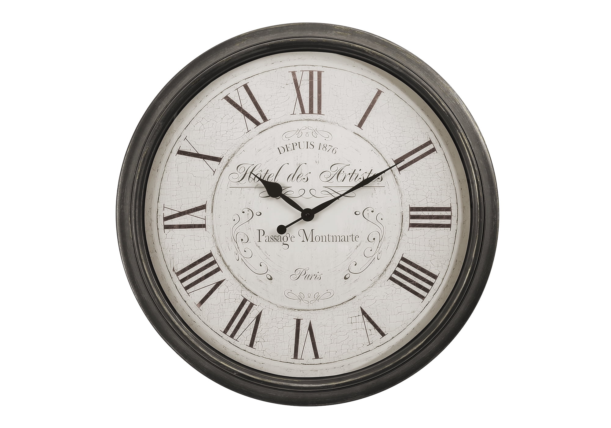 Oversized Antique Brown and White Round Wall Clock