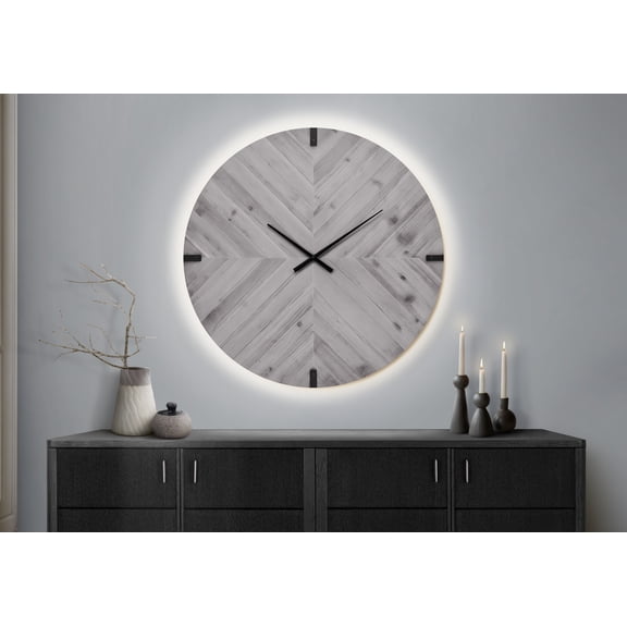 Clocks, 30" Round, Large Oversized, Wall Clock, Grey, Contemporary, Modern