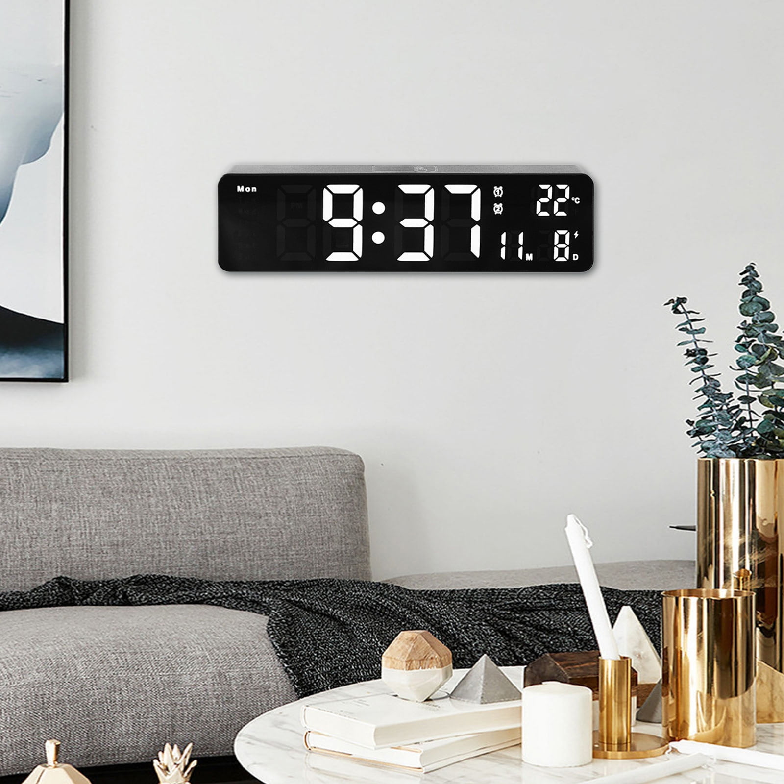 waterproof clock outdoor pool decor battery wall clock digital Large LED Digital Wall Clock Temperature Date Day Display USB Remote Control Walmart