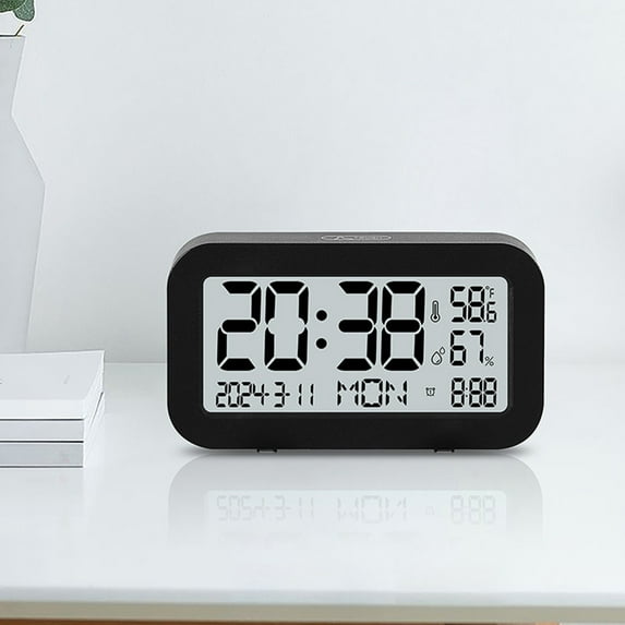 Under $9 Price Drop Alert Clocks with Date And Day of Week on It, Nightstand Clock for Bedroom,3d Display Snooze Alarm Clock, Alarm Clocks for Bedroom, 12/24h Switching, Temp Display, Black